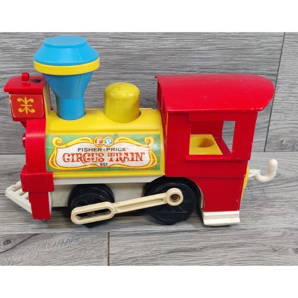Vtg 1973 Fisher Price Little People CIRCUS Playset Train Car Engine 991